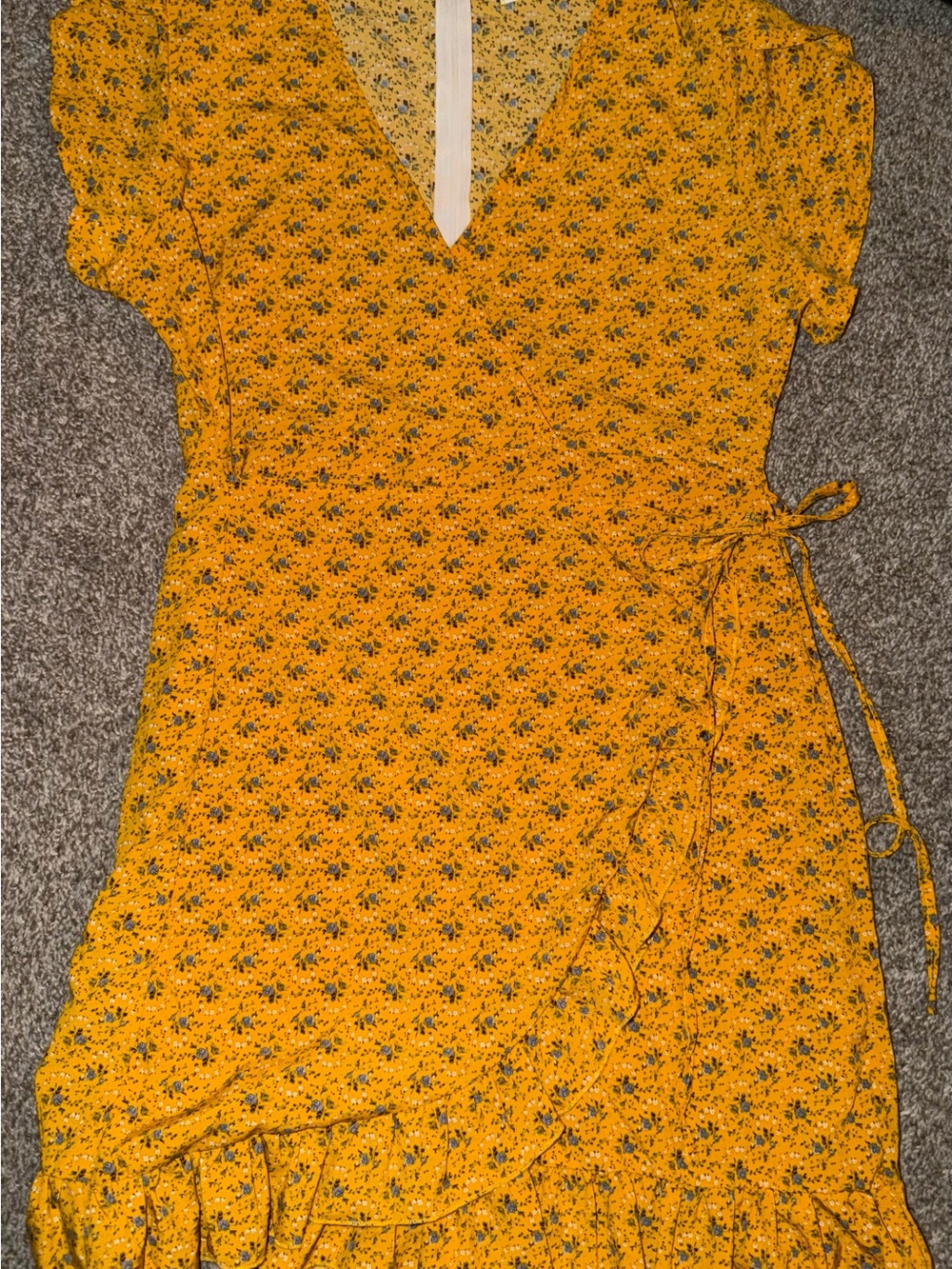 Yellow romwe floral mini dress